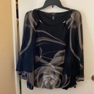 ALFANI Women’s Open Arm Long Sleeves Printed Tops